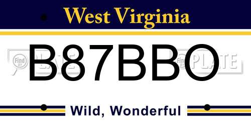 B87BBO West Virginia License Plate