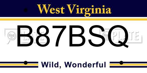 B87BSQ West Virginia License Plate