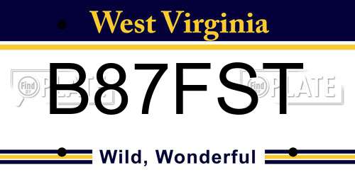 B87FST West Virginia License Plate