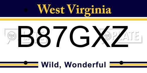 B87GXZ West Virginia License Plate