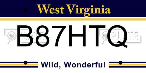 B87HTQ West Virginia License Plate