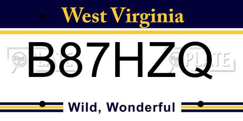 B87HZQ West Virginia License Plate