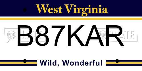 B87KAR West Virginia License Plate
