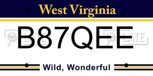 B87QEE West Virginia License Plate