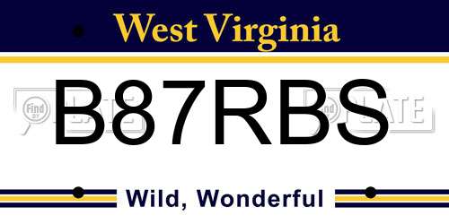 B87RBS West Virginia License Plate