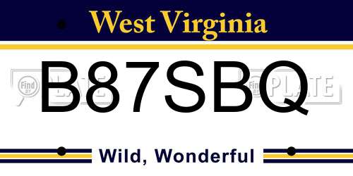 B87SBQ West Virginia License Plate