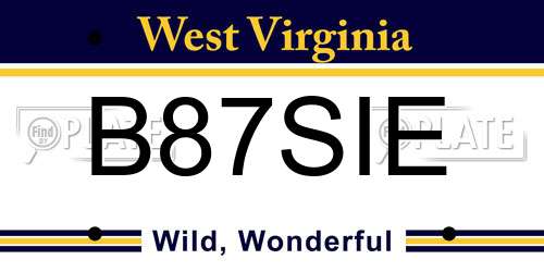 B87SIE West Virginia License Plate