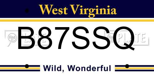 B87SSQ West Virginia License Plate