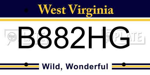 B882HG West Virginia License Plate