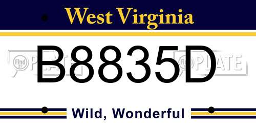 B8835D West Virginia License Plate