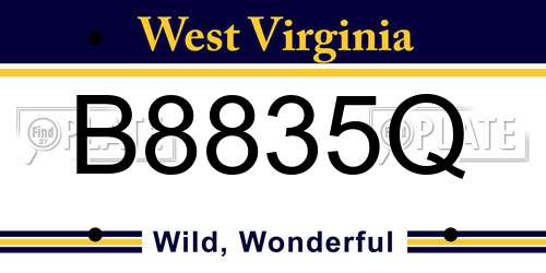 B8835Q West Virginia License Plate