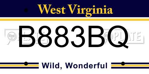 B883BQ West Virginia License Plate