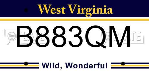 B883QM West Virginia License Plate