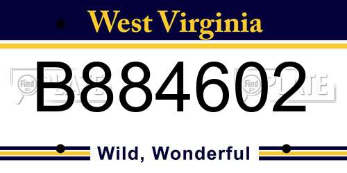B884602 West Virginia License Plate