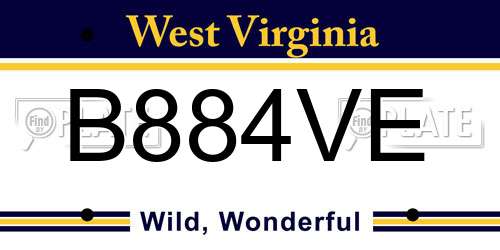 B884VE West Virginia License Plate