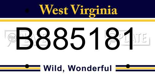 B885181 West Virginia License Plate