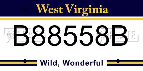 B88558B West Virginia License Plate