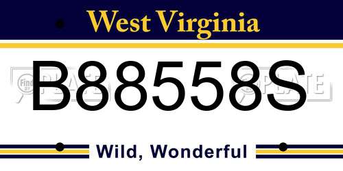 B88558S West Virginia License Plate