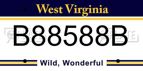 B88588B West Virginia License Plate