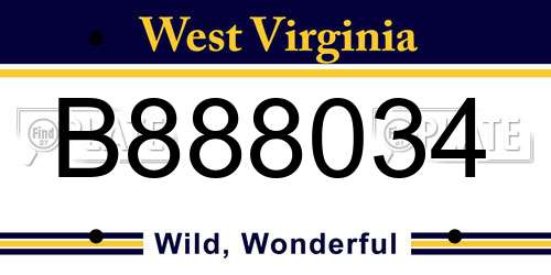 B888034 West Virginia License Plate