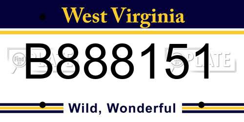 B888151 West Virginia License Plate