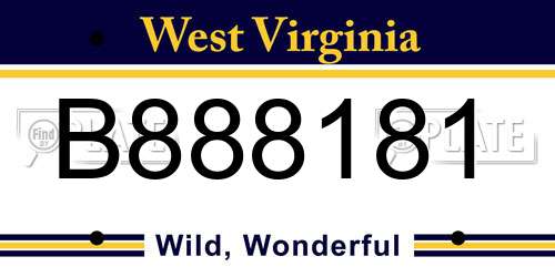 B888181 West Virginia License Plate