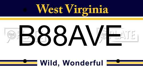 B88AVE West Virginia License Plate