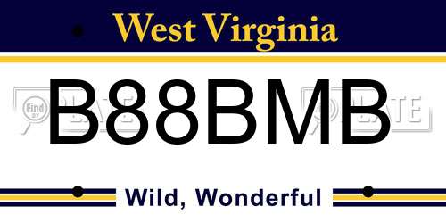 B88BMB West Virginia License Plate