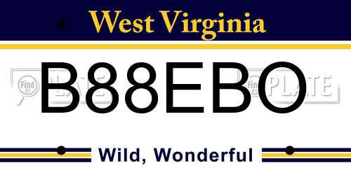 B88EBO West Virginia License Plate