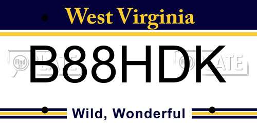 B88HDK West Virginia License Plate