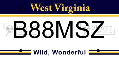 B88MSZ West Virginia License Plate