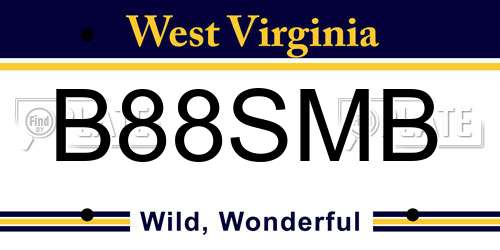 B88SMB West Virginia License Plate