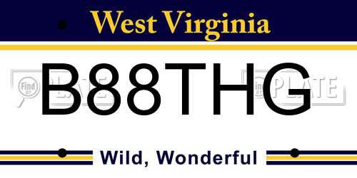 B88THG West Virginia License Plate