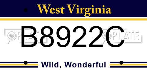 B8922C West Virginia License Plate