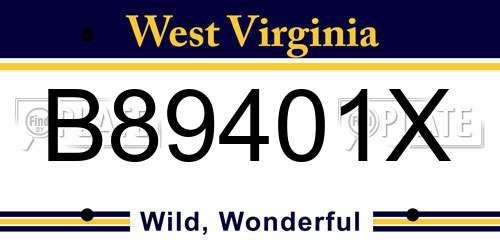 B89401X West Virginia License Plate