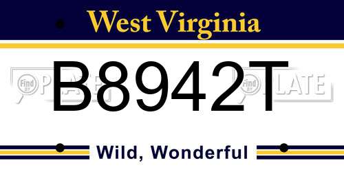 B8942T West Virginia License Plate
