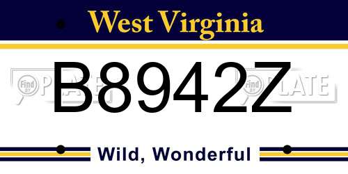 B8942Z West Virginia License Plate