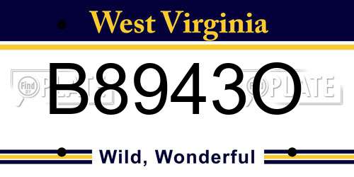 B8943O West Virginia License Plate