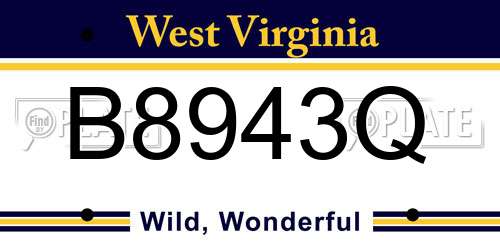 B8943Q West Virginia License Plate