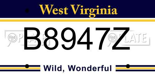 B8947Z West Virginia License Plate