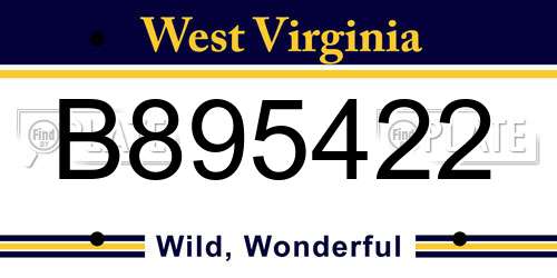 B895422 West Virginia License Plate