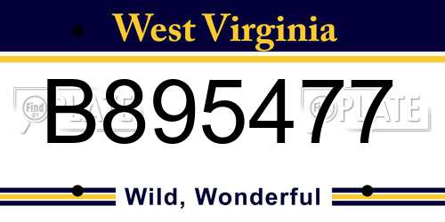 B895477 West Virginia License Plate
