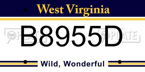 B8955D West Virginia License Plate