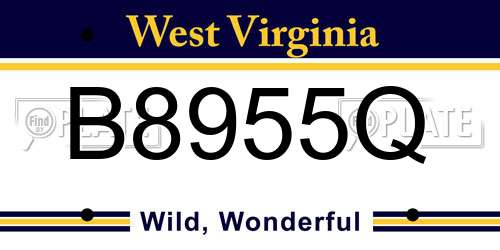 B8955Q West Virginia License Plate