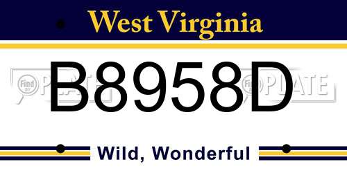 B8958D West Virginia License Plate