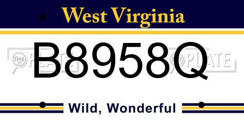 B8958Q West Virginia License Plate