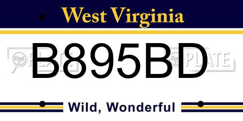 B895BD West Virginia License Plate