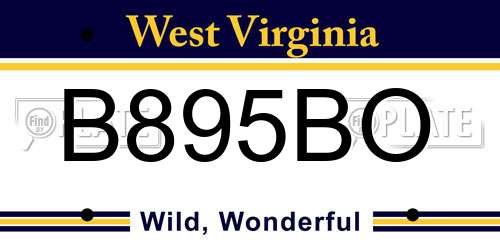 B895BO West Virginia License Plate