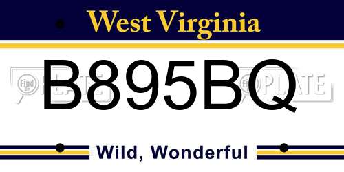B895BQ West Virginia License Plate