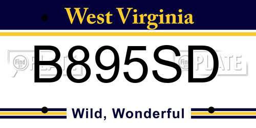 B895SD West Virginia License Plate